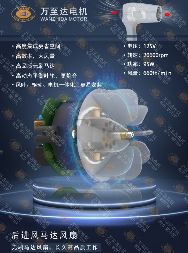 110000轉(zhuǎn)超高速吹風機電機_電吹風電機定制-萬至達電機