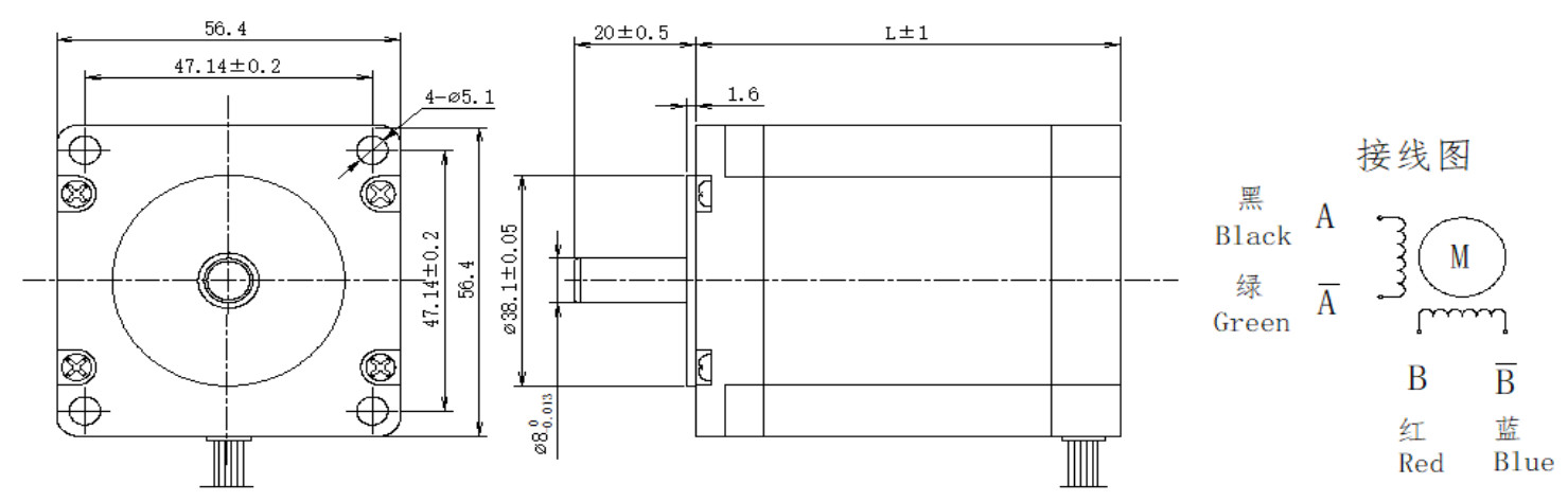 57系列0.9°兩相開環(huán)步進電機結(jié)構(gòu)