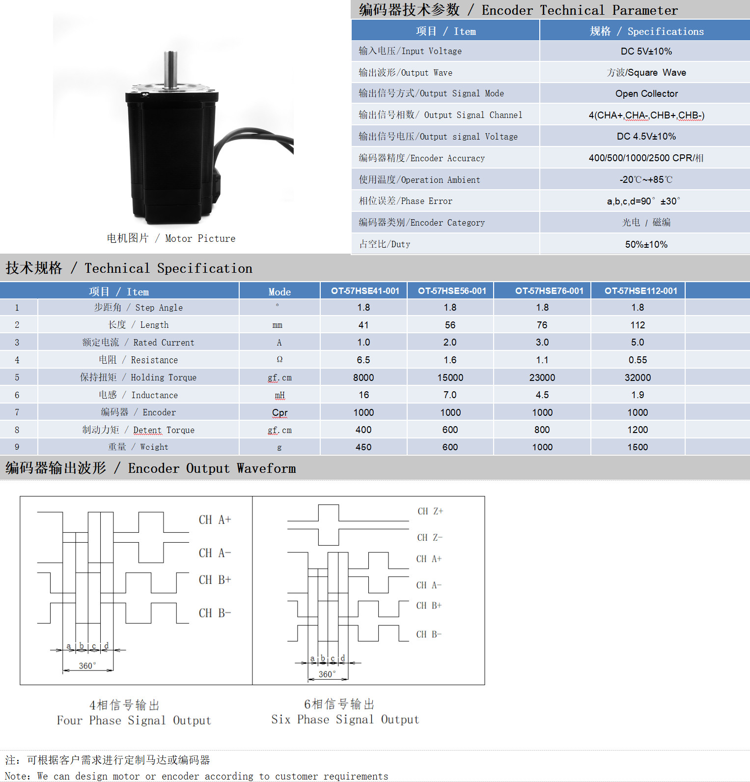 57系列1.8°兩相閉環(huán)步進電機技術(shù)參數(shù)